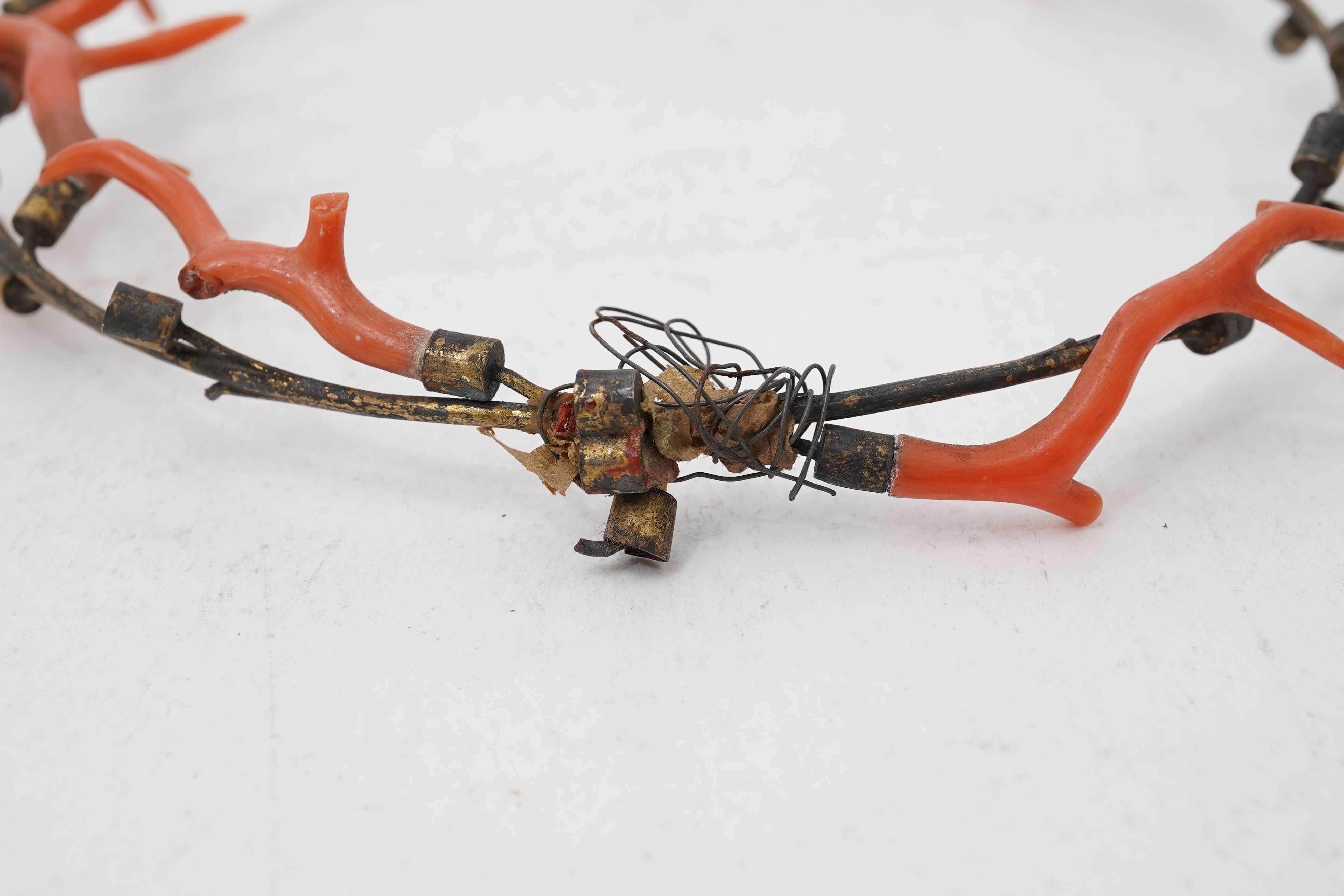 A collection of jewels including a coral tiara, 19th century